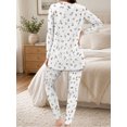 thumbnail image 5 of Women's Milk Silk Sleepwear Long Sleeve Pajama Set Tiny Watercolor Dried 2 Piece Loungewear, 5 of 7