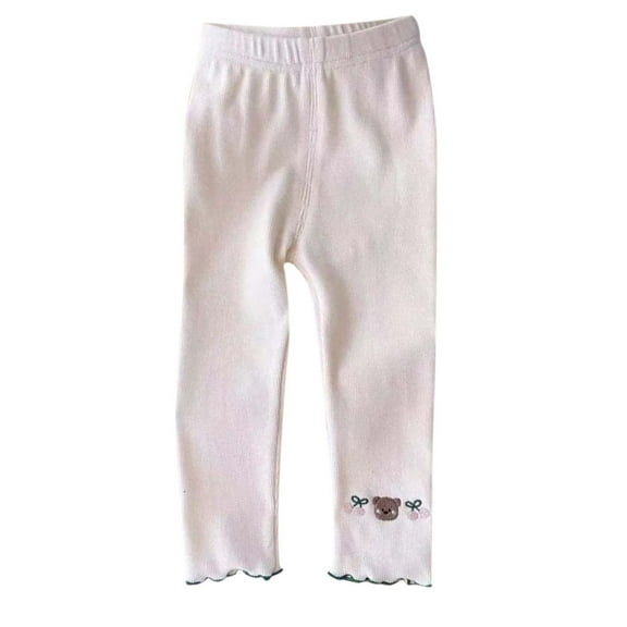 MeetoTime Newborn Girls Leggings 0-6 Months Solid Color Elastic Waist Ruffled Leg Long Pants Baby Clothes