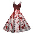 thumbnail image 1 of Rinsvye Robe Rétro d'Halloween pour Femmes, Amusante, Imprimée, à Bretelles, Décontractée et Confortable, Robe Longue (1), 1 of 3