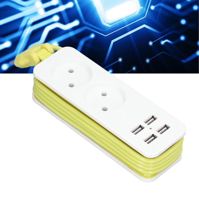 Regleta, Protección Contra Sobretensión Ignífuga Power Hub 2 Enchufes Redondos Enchufe De La UE 250V 1200W 10A Salida USB Compacta De 5V 2.1A Para Oficina
