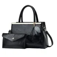 thumbnail image 3 of Bolso de mano para mujer, de piel brillante, moderno, de gran capacidad, bandolera de un solo hombro con textura, con monedero, 3 of 5