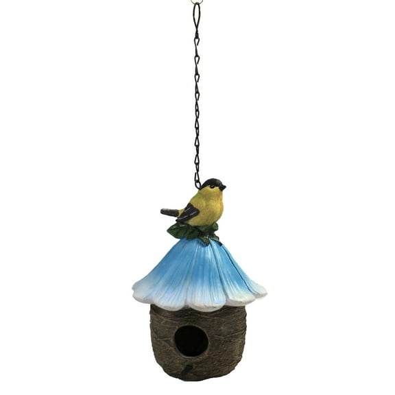 Home & Garden Birdhouse With Flower And Bird Clean Out Hole A5622 Blue