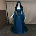 thumbnail image 3 of Halloween Costumes for Women, Medieval Gothic Hooded Dress, Lace Up Corset Waist Renaissance Costume, Vintage Long Sleeve Cosplay Gown for Halloween, Renaissance Fair & Themed Parties, 3 of 5