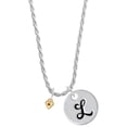 thumbnail image 1 of Delight Jewelry Goldtone Mini November - Yellow Crystal Heart Silvertone Script Initial Disc - L - Charm Necklace, 20"+3", 1 of 4