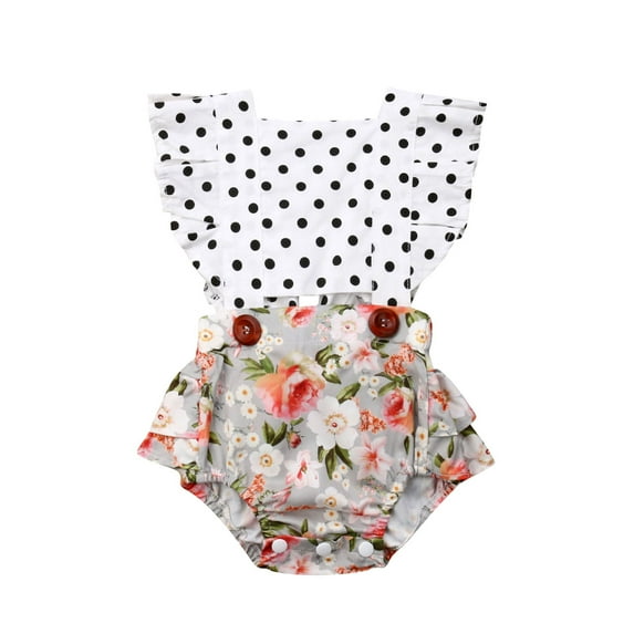 Qiylii Baby Girls Bodysuit Sleeveless Backless Ruffle Romper, 3-24 Months