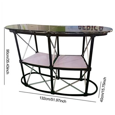 Portable Tradeshow Podium Table, 51.97" x 15.75" x 35.43", Display Exhibition Counter Desk with Support Feet, Foldable Promotion Retail Bar Table for Hotels, Shops, Halls, Libraries