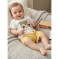 thumbnail image 3 of BemeyourBBs Toddler Baby Boy Back to School Outfit Pre Kindergarten Outfits Little Baby Boy Summer Clothes Cute Bus Embroidered Short Sleeve T-shirt and Pockets Plaid Shorts 2 Piece Summer Set, 3 of 9