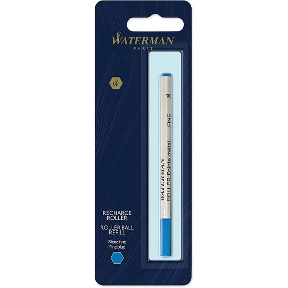 Waterman recambio de punta fina para bolígrafo de punta redonda, Azul, Blister de 1 Waterman Recambio de punta fina