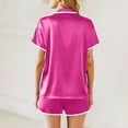 thumbnail image 5 of BLTIBY Women Pajamas Set Button Down Sleepwear Solid Colour Short Sleeve Nightwear with Shorts Soft Pjs Set Fashion Comfortable Homewear with Pockets Hot Pink L, 5 of 8