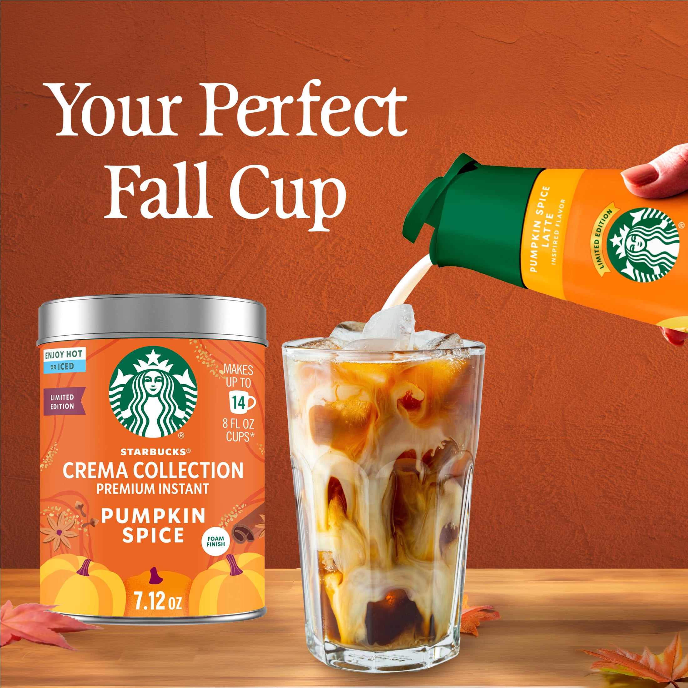 Starbucks Pumpkin Spice Flavored Instant Coffee, Crema Collection Pumpkin Spice Coffee Powder 7.12 oz