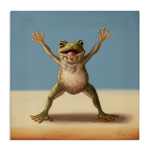 Stupell Industries Motivational Exercise Frog Sports & Sports Teams Painting Wrapped Canvas Canvas Art Print Wall Art, 17 x 17