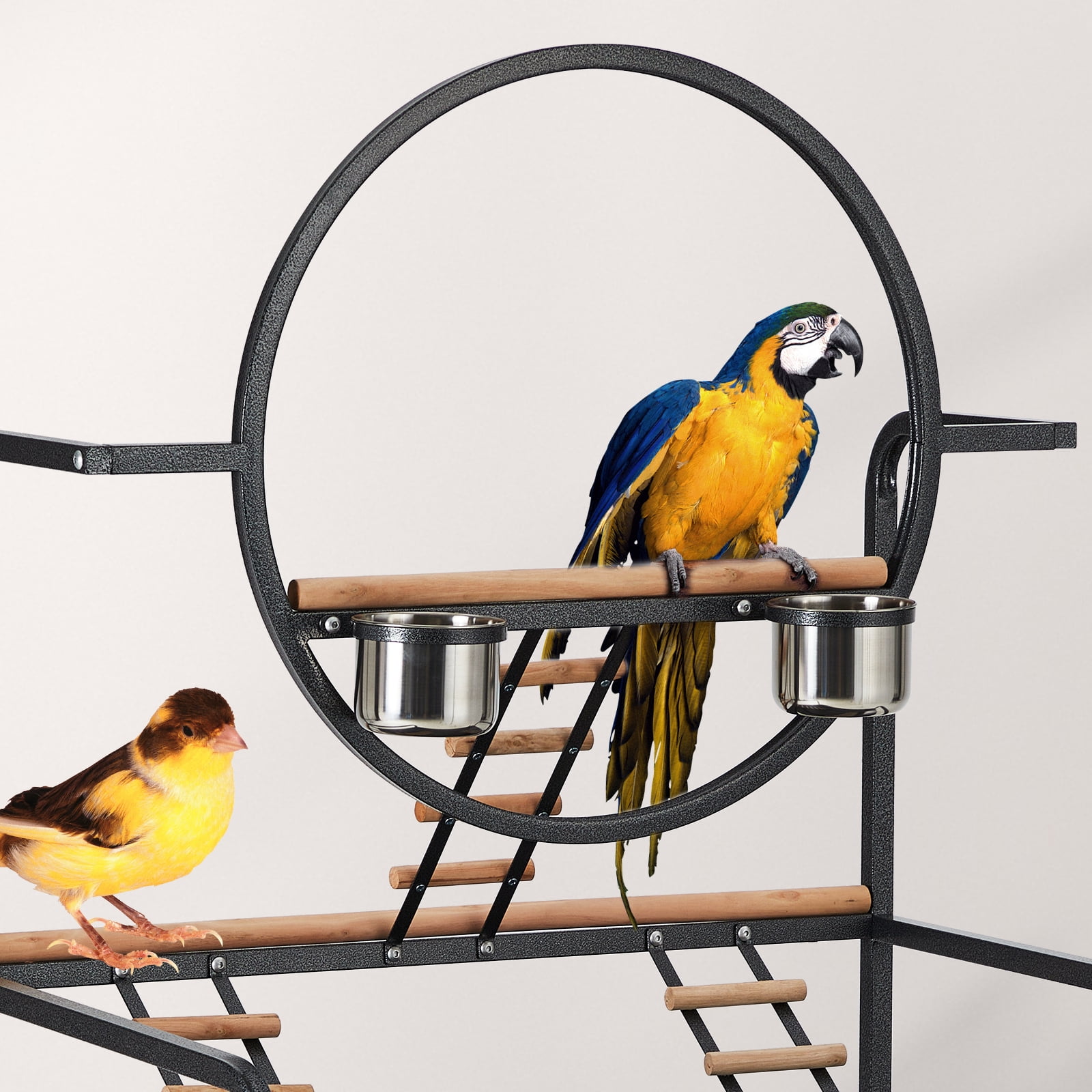 Spacious Metal Bird Cage with Play Top – Rolling Stand. Storage Shelf. -Out Tray – Flight Cage for Parrots. Cockatiels. Conures. Parakeets. Budgies. Lovebirds. Finches. Canaries – White