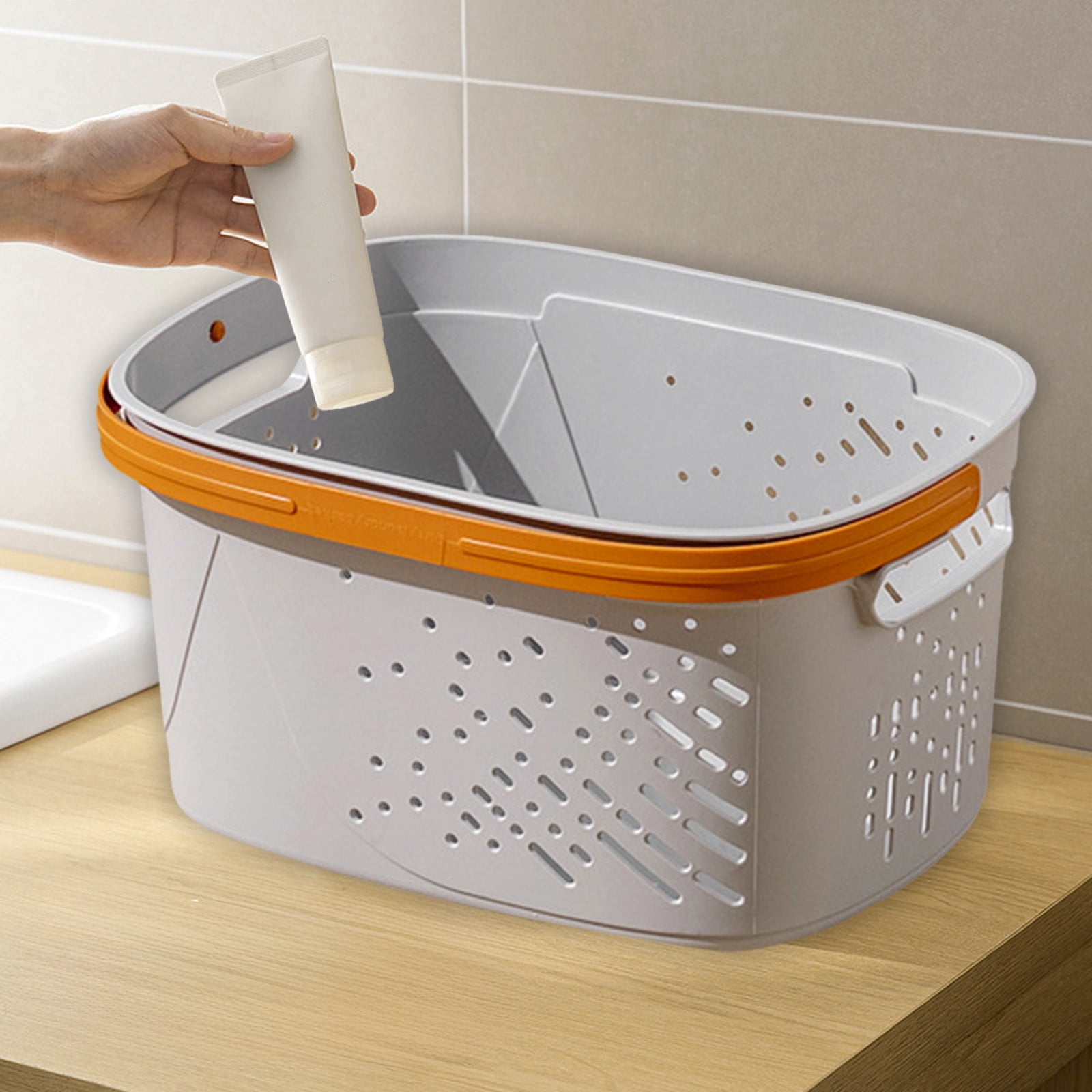 Surpdew Laundry Basket - Large Laundry Basket With Handles - Stackable Plastic Hamper For Dirty Clothes - Storage Bin & Organizer For Bathroom, Bedroom 鈥?Heavy Duty Gray 14.57X10.63X7.68In