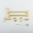thumbnail image 2 of Pot Filler Kitchen Faucet Solid Brass Folding Wall Mount Stretchable Double Joint Swing Arm Single Hole 2 Handles Extending Arm 2.2GPM, 2 of 9