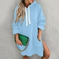thumbnail image 5 of Hoodie Dress for Women 2026 Fall Winter Casual Long Sleeve Side Split Hem Hooded Sweatshirt Dress Pullover Top with Pockets, 5 of 7