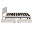 thumbnail image 4 of Bellemave Queen Size Bed with Trundle and 2 Storage Drawers, Upholstered Platform Beds with Brick Pattern Headboard, Linen Fabric, No Box Spring Needed（Beige), 4 of 8