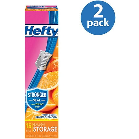 Hefty Slider Storage Bags, Gallon Size, 15 count (Pack of 2)
