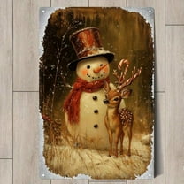1 PC Vintage Christmas Snowman & Reindeer Metal Wall Art, With Festive Holiday Decorations, Suitable For Home, Garden or Garage, Ideal Gift for Christmas, Christmas Decorations, Best for Christmas