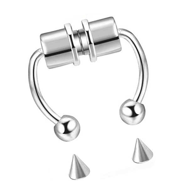 Guardurnaity Anillo para la nariz a la moda, anillo para la nariz reutilizable de acero inoxidable, herraduras, aro sin perforación, joyería para Ropa, zapatos y accesorios Miscelánea color metalico