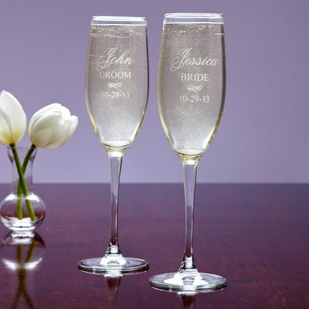 Personalized Bride and Groom Champagne FlutesWalmart.com