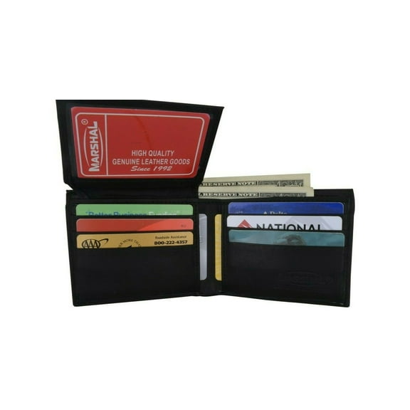 Mens Genuine Leather Wallet Bifold ID Credit Card Holder Window Billfold License