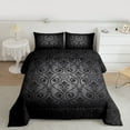 thumbnail image 2 of jejeloiu Vinatge Baroque Floral Queen Comforter Set,Boho Bohemian Theme Bedding Sets,Black Damsk Print Bedding Comforter Set For Men Women,Ultra Soft Home Decor Reversible,3pcs, 2 of 8