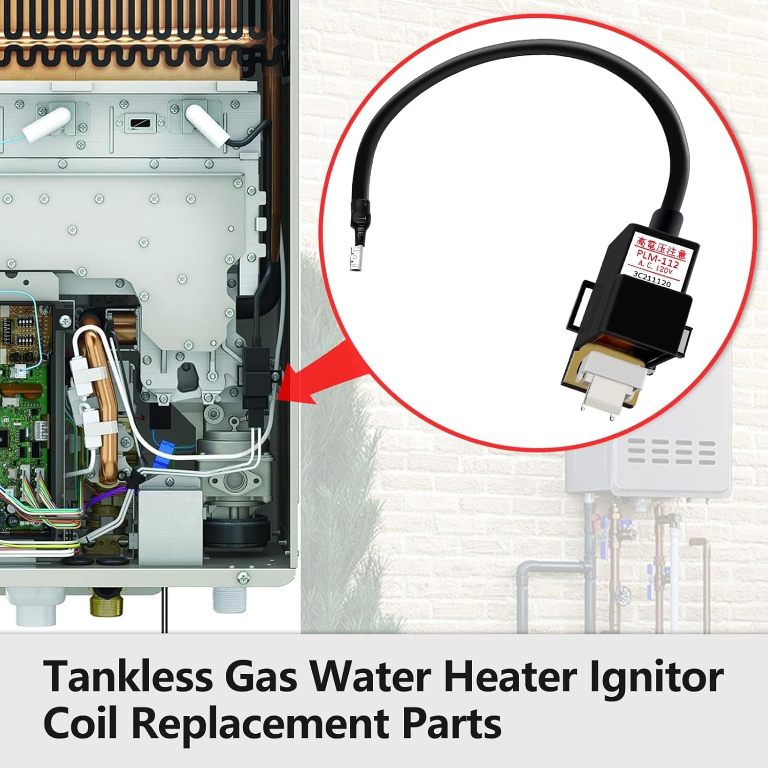 RTG20235C Tankless Gas Water Heater Ignitor Coil Replacement Parts Compatible for Rheem Tankless Water Heater Parts Richmond Ignitor Coil and Ruud Replacement