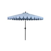 9' Blue Scallop Patio Umbrella, Crank Lift And 3 Position Tilt
