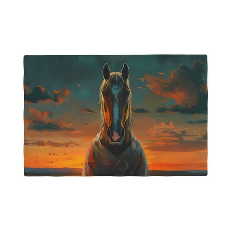 

Placemats Set of 4 / 6 Sunset Prairie Meditating Horse Placemats for Dining Table Indoor/Outdoors Heat Resistant Washable Placemats 18 x 12