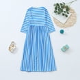 thumbnail image 5 of WOYY Big Girl's Striped Shirt Dress Long Sleeved Round Neck Casual Maxi Dress, 5 of 5