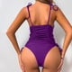 thumbnail image 5 of Trajes de baño de una pieza para mujer, traje de baño de bikini con tirantes y espalda descubierta de color liso para mujer, 5 of 5