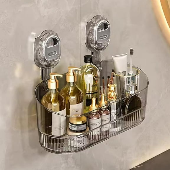 Firmstaunch Suction Cup Storage, Firmstaunch Wall Organizer, No-Punch Large Suction Cup Bathroom Cosmetic Storage Box, Large Capacity and Strong Load Bearing
