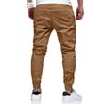 thumbnail image 3 of Dwelliawo Mens Casual Joggers Pants Elastic Waist Cotton Chino Casual Pants Outdoor Hiking Drawstring Jogging Sweatpants Pant with Pockets Earthy Yellow M, 3 of 3