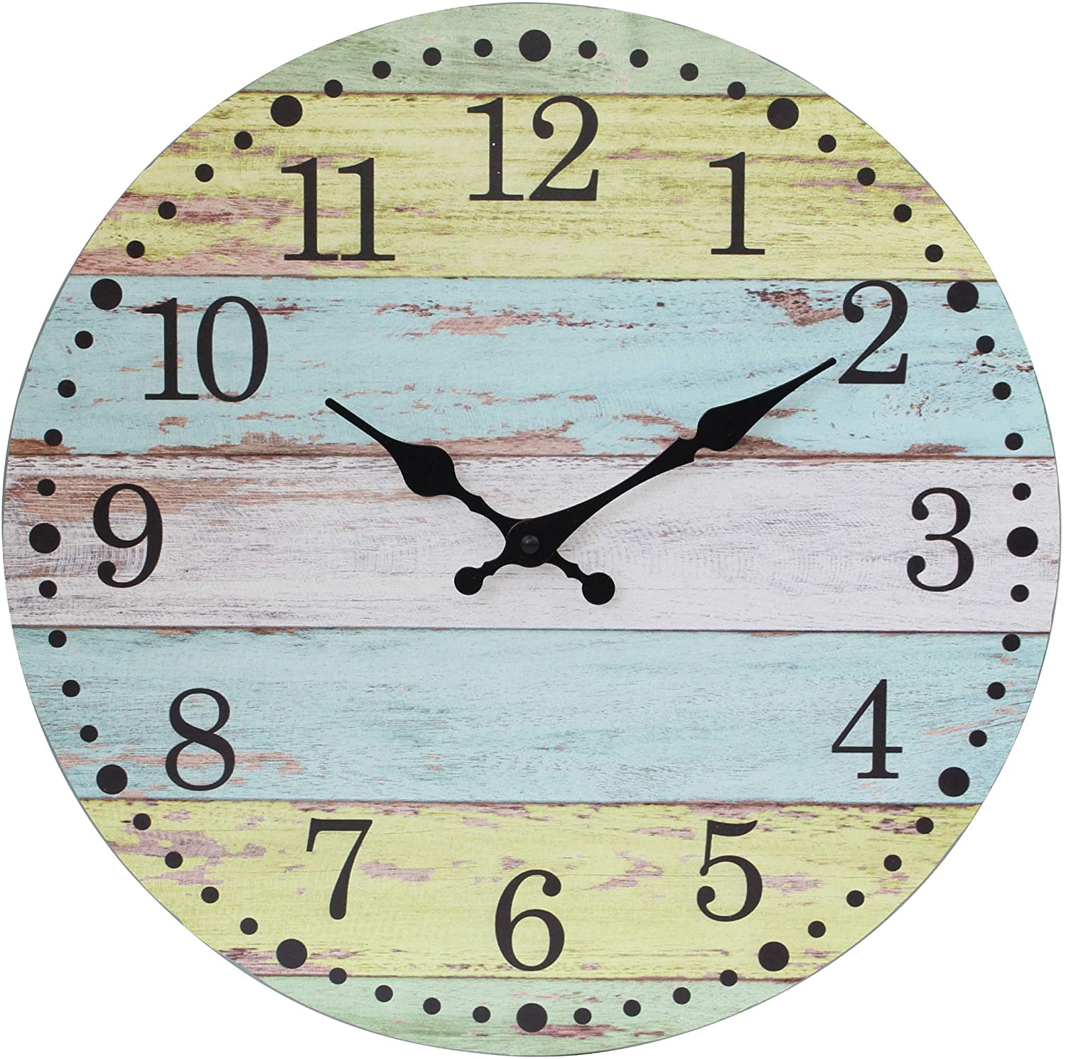 Vintage Coastal Worn Blue 14 Inch Round Battery Operated Wall Clock