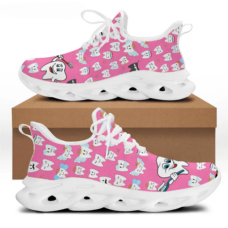 

Women Dentist Shoes Black Tooth/Teetn Dental Brand Design Breathable Flat Sneaker Lace-up Footwear Zapatillas
