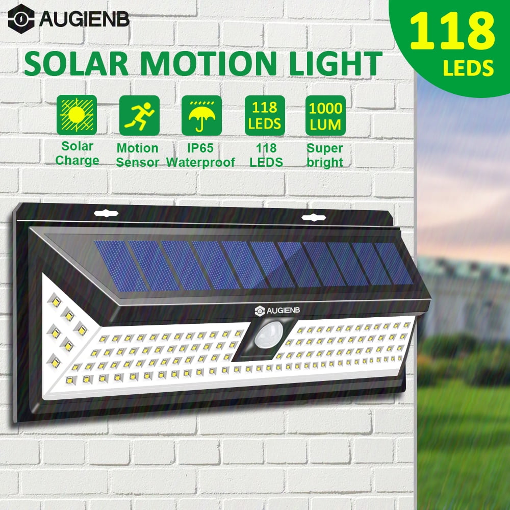 Outdoor Solar LED Light, AUGIENB Wireless Solar Wall Mount Light Super Bright Garden Spotlight