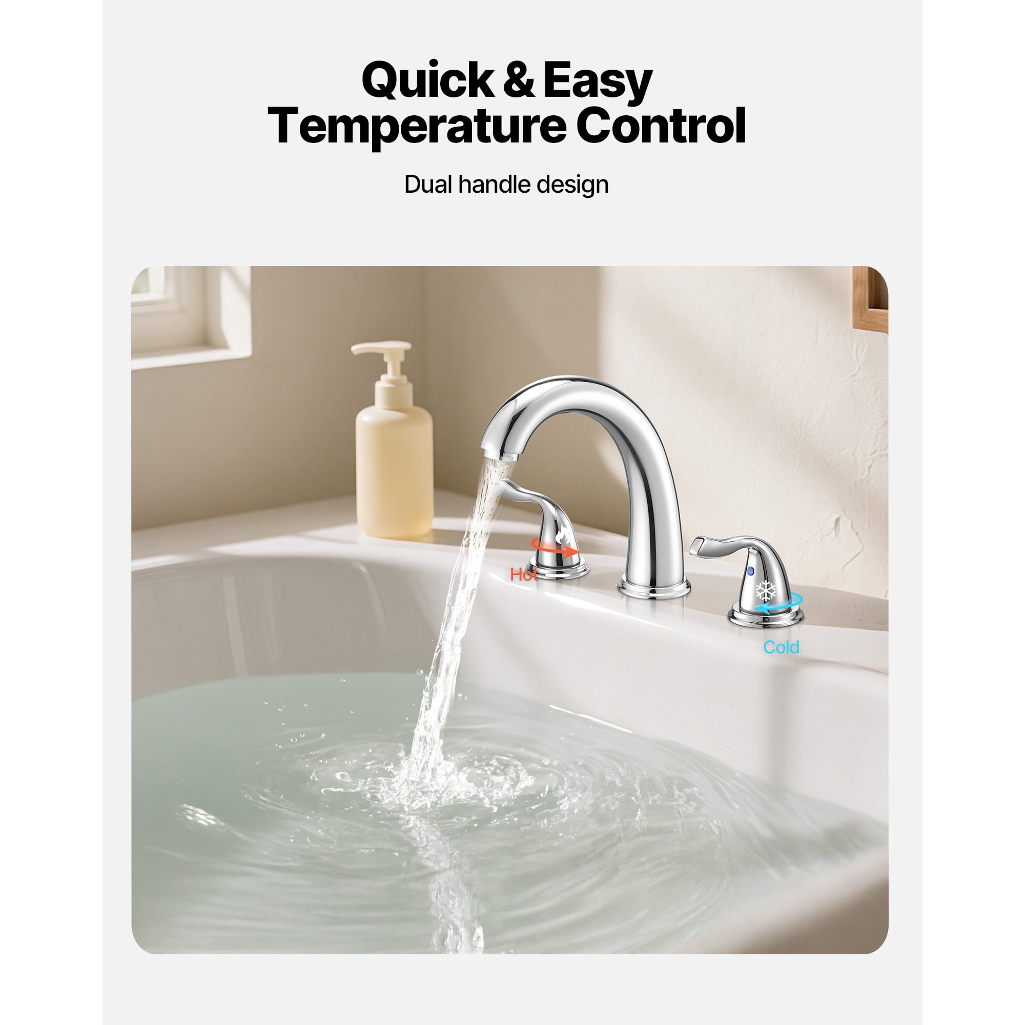 KFFKFF Roman Tub Faucet, 3-Hole Waterfall Bathtub Fixture, Product Dimensions: 6.69 x 2.05 x 9.84 inch / 170 x 52 x 250 mm
