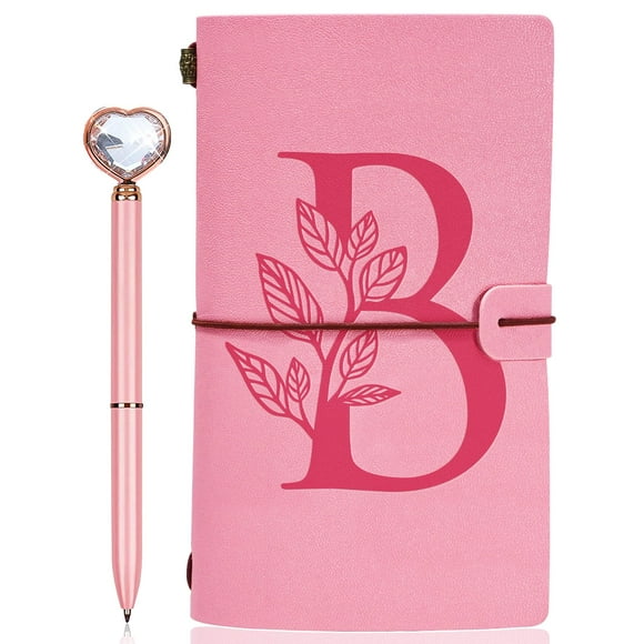 Juego de bolígrafos JEWPHX Leather Journal & Heart Diamond, 20 x 12 cm