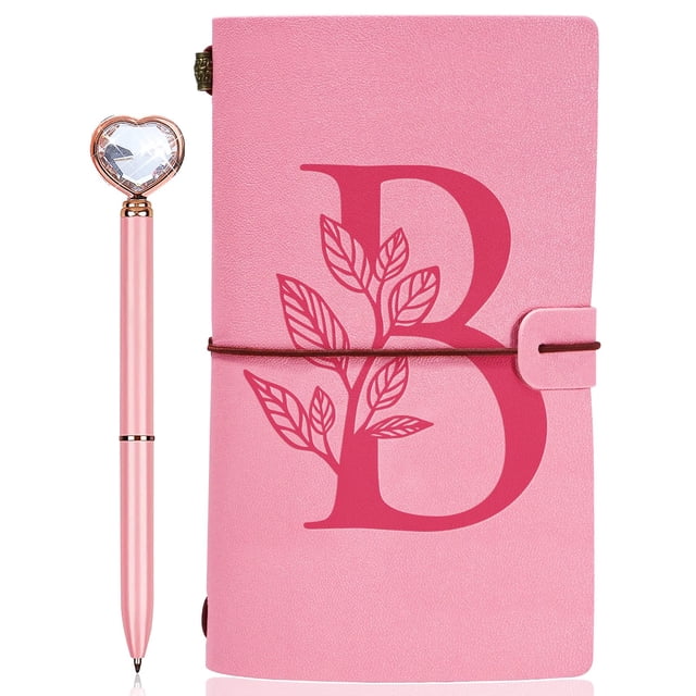 Juego de bolígrafos JEWPHX Leather Journal & Heart Diamond, 20 x 12 cm