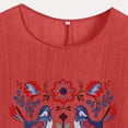 thumbnail image 3 of Camiseta de Mujer Camiseta de Manga Corta Impresión Casual Raglan Suelto de Lino Top Blusas, Cuello de la Tripulación, 3 of 4
