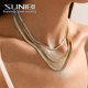 thumbnail image 1 of Collar de cadena de serpiente de acero inoxidable SUNIBI 316L para mujer gargantilla Espiga color dorado, 1 of 4