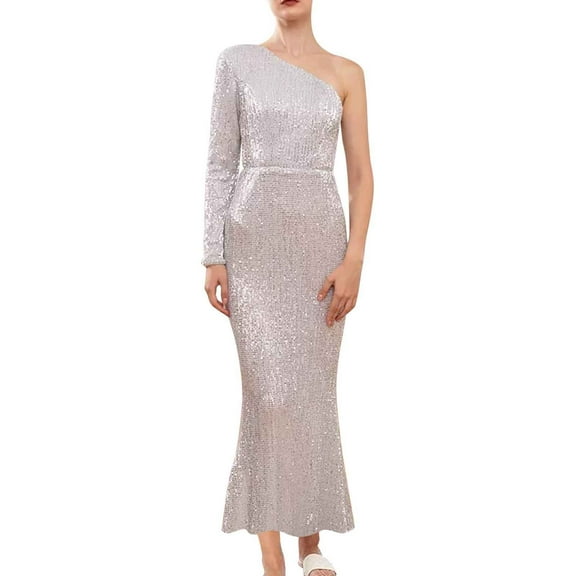 Cavosen Formal Dresses for Women Sequins Bodycon Maxi Mermaid Off the Shoulder Evening Gowns Cocktail Party Dress