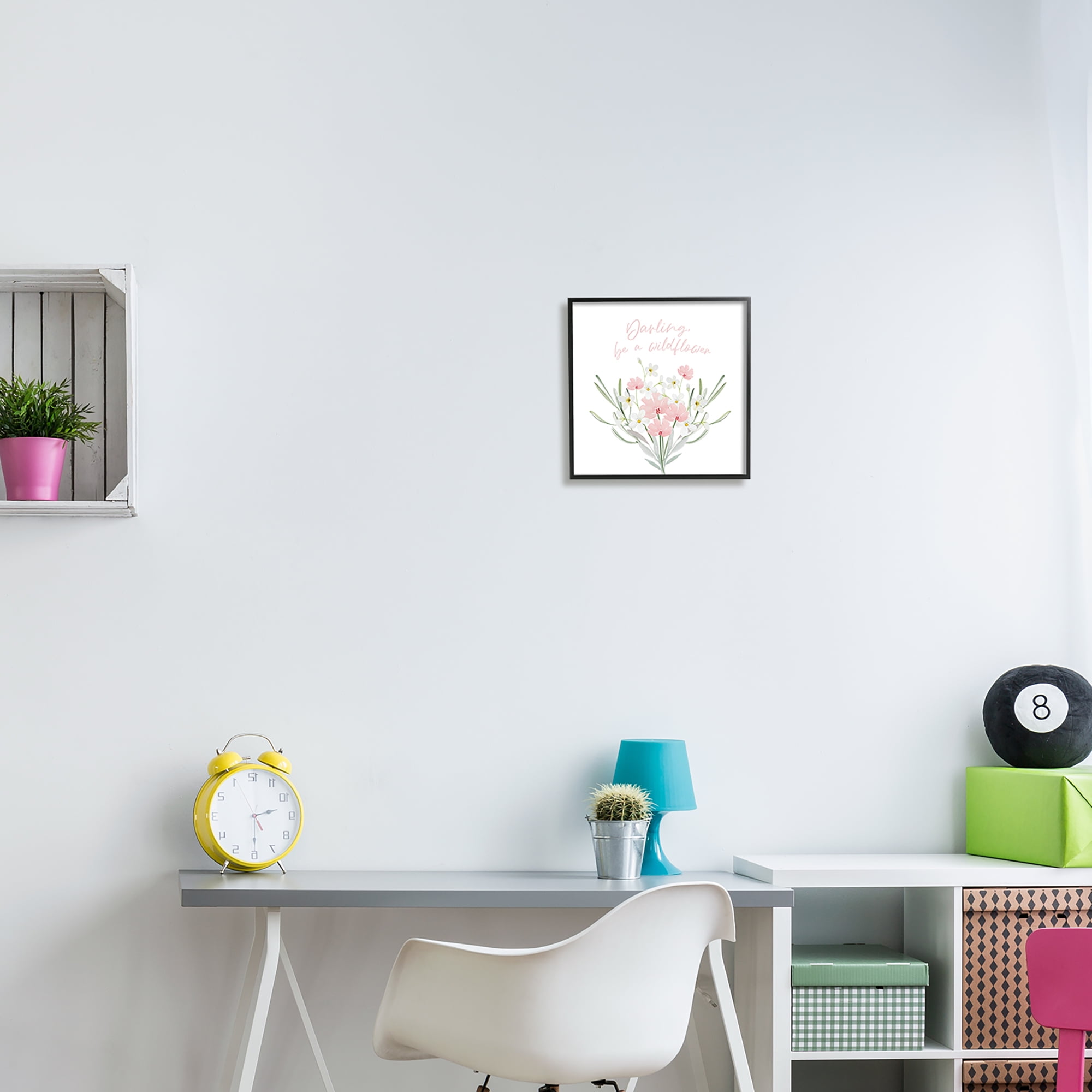 Stupell Industries Be A Wildflower Phrase Botanical & Floral Painting Black Framed Art Print Wall Art, 12 x 12