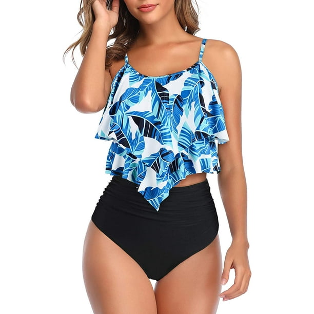 High Waisted Swimsuits for Women Tankini Swimwear Layered Flounce Bathing  Suits Tops and Bottoms