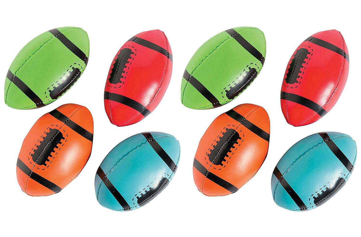 Foam Footballs Pack Of 8 4 Inches Assorted Colors Soft Squeeze