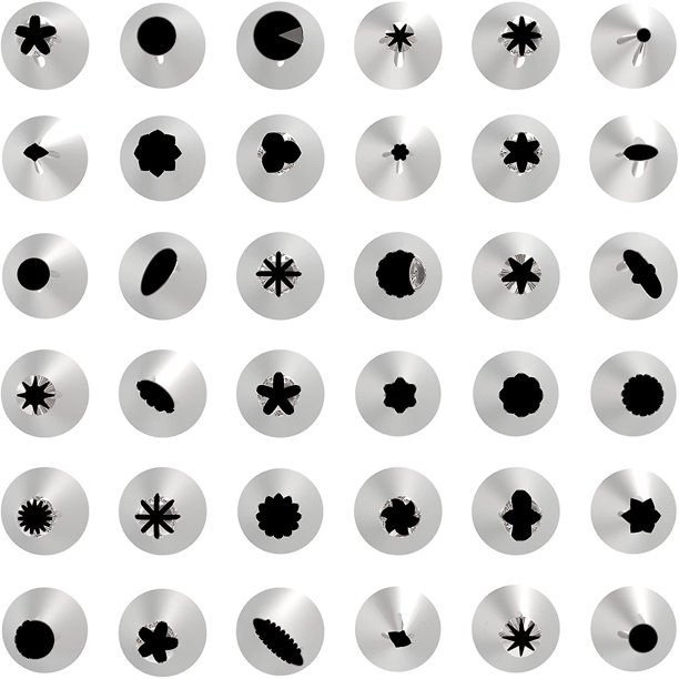 Juego de 42 piezas de mangas pasteleras y puntas Suministros de decoración de pasteles con 36 puntas de glaseado numeradas, 2 mangas pasteleras de silicona, 2 clavos de flores, 2 piezas de plástico reutilizables XianweiShao 1327534061161