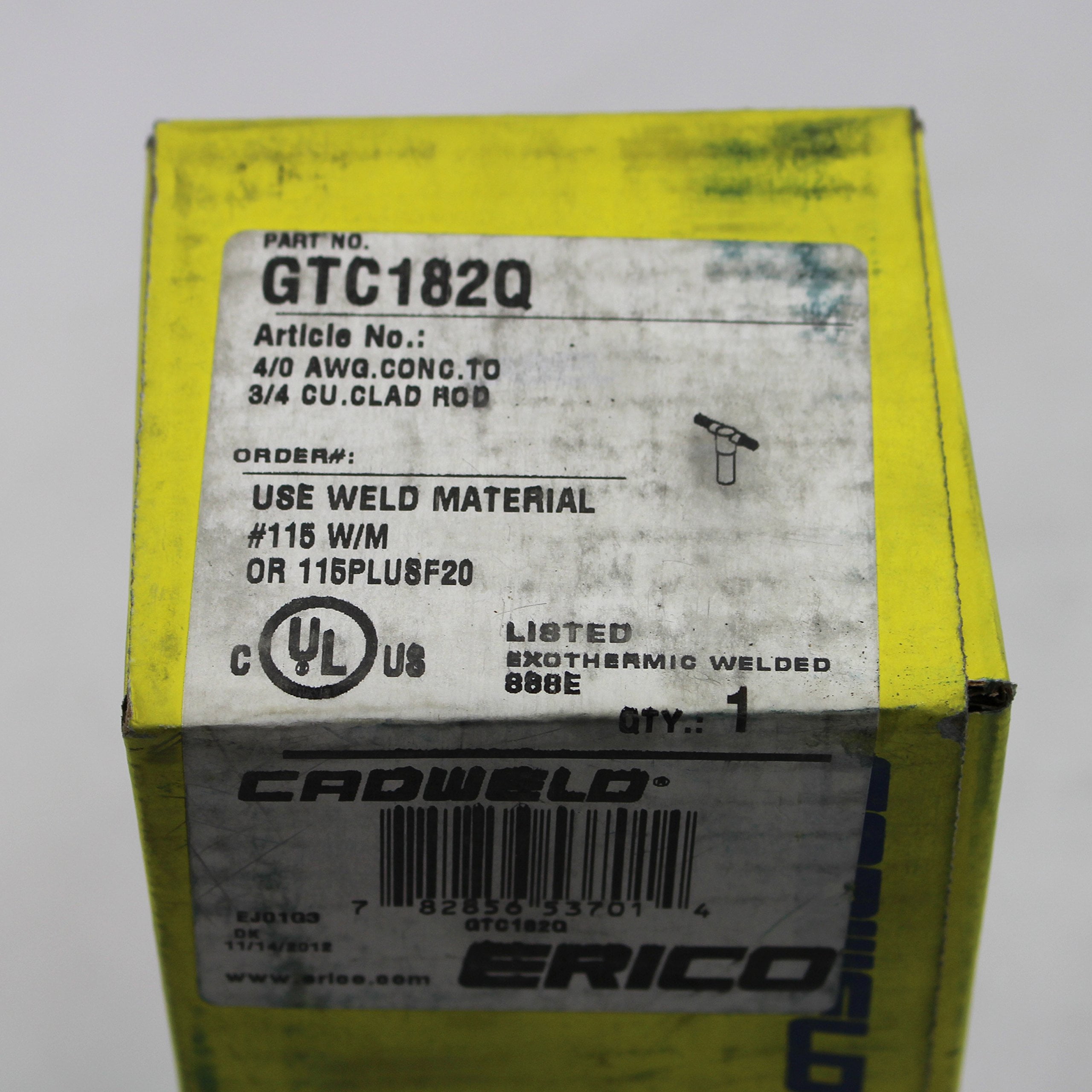 ERICO-CADWELD GTC-182Q 4//0 T0 3//4/" Ground Rod Mold