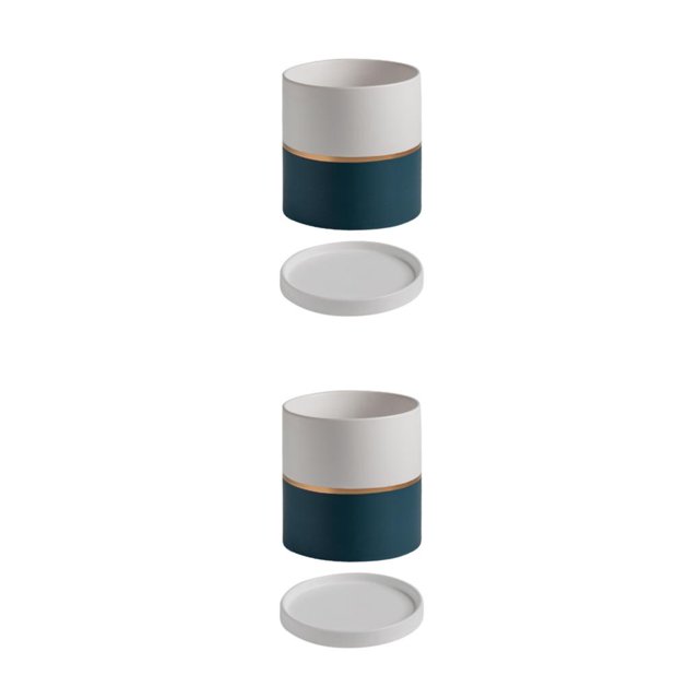Injueey Macetas resistentes a la intemperie para interior y exterior y tamaños Maceta de cerámica azul oscuro 11*11 azul oscuro 11*11 2Conjunto