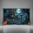 thumbnail image 2 of Skeleton Design Halloween Party Decoration Spooky Night Gothic Theme Graveyard Backdrop for Halloween Party Indoor Decoration Costume Party, 2 of 9