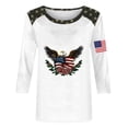 thumbnail image 4 of Levmjia Women T-Shirt Patriotic American Flag Eagle Print 3/4 Sleeve Crewneck Casual Loose Fit Summer Top for Independence Day, 4 of 5
